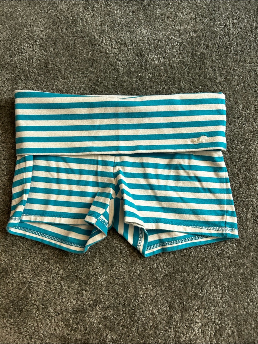 Hollister Turquoise and White fold over Striped Women’s Shorts